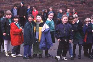 Line up of infants at play time